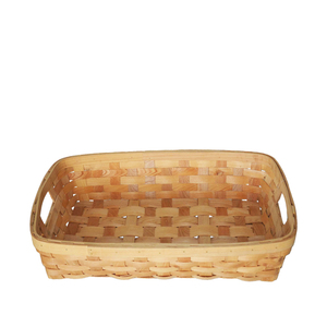 Handmade refined wooden chip woven rectangular tray