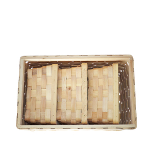 Handmade wooden chip weaving storage basket set