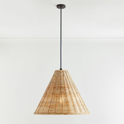 Natural rattan conical lampshade