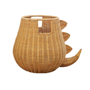 Dinosaur shaped natural rattan storage basket