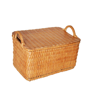 Vintage style handmade wooden picnic basket