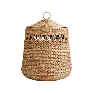 Japanese style water hyacinth grass woven storage basket