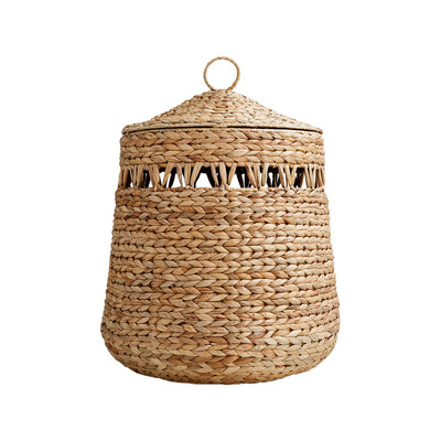 Japanese style water hyacinth grass woven storage basket