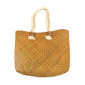 Cotton rope handle, seaweed woven beach bag