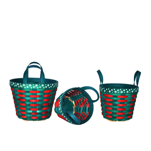 Christmas Wooden Round Gift Basket