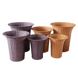 Commercial supermarket metal skeleton PP rattan woven display basket