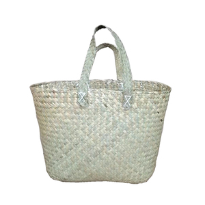 Short handle seaweed woven beach bag