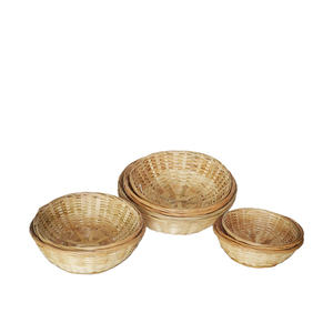 Natural bamboo woven round small bamboo basket series (6 sizes)