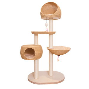 Luxury multi-layer solid wood cat climbing frame and cat bed