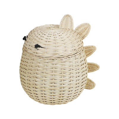 Small dinosaur shaped natural rattan storage basket
