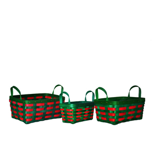 Christmas wooden woven square gift basket